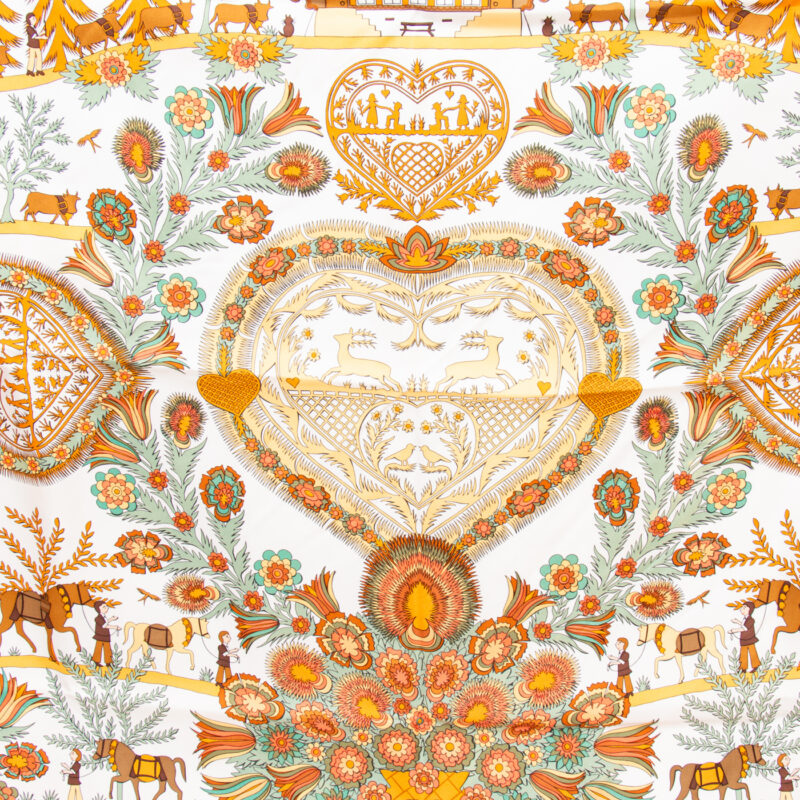 Hermès Seidenschal Carré 90 D Ecoupages Gelb – Bild 2