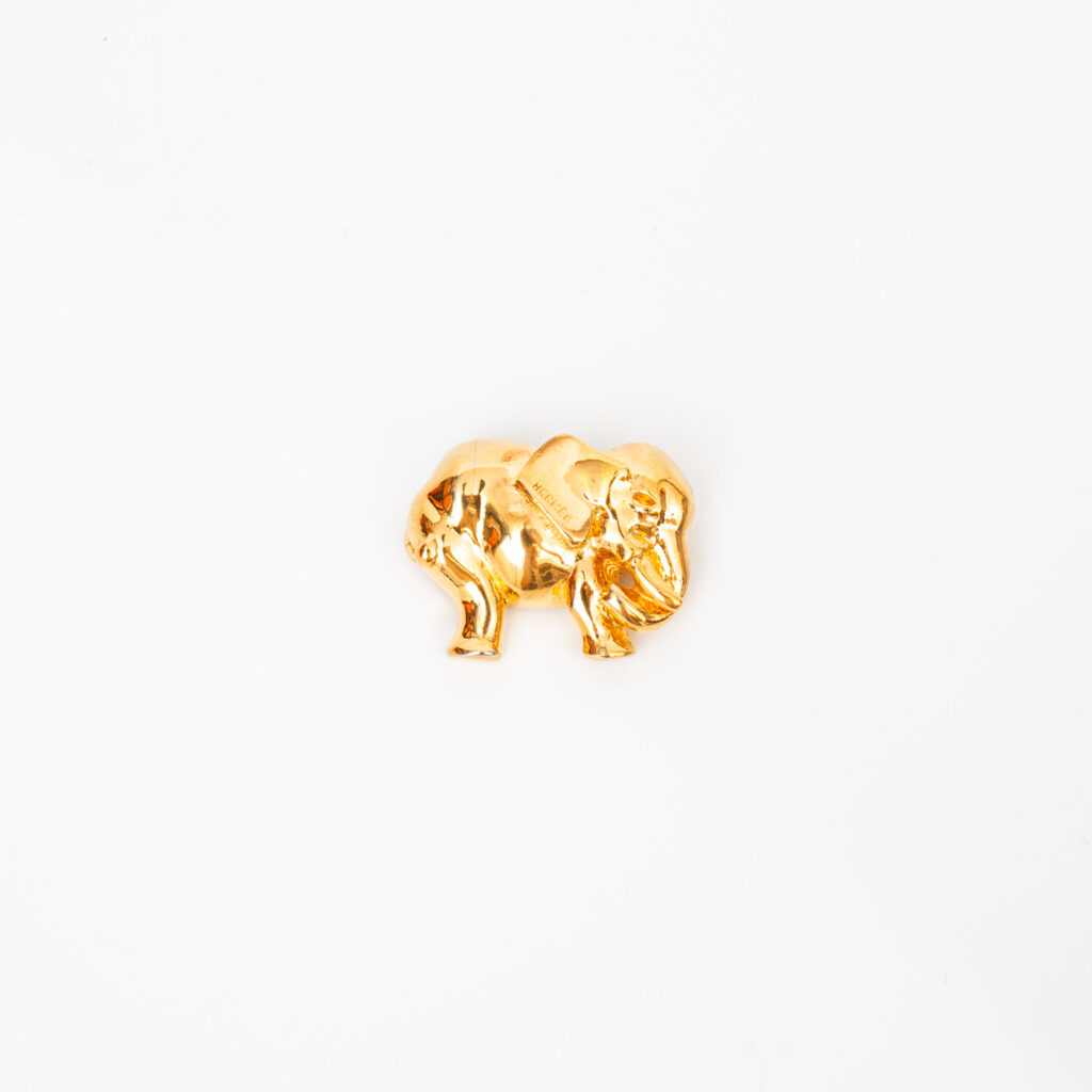 Hermès Brosche Hermès Elephant Vergoldetes Metall Gold