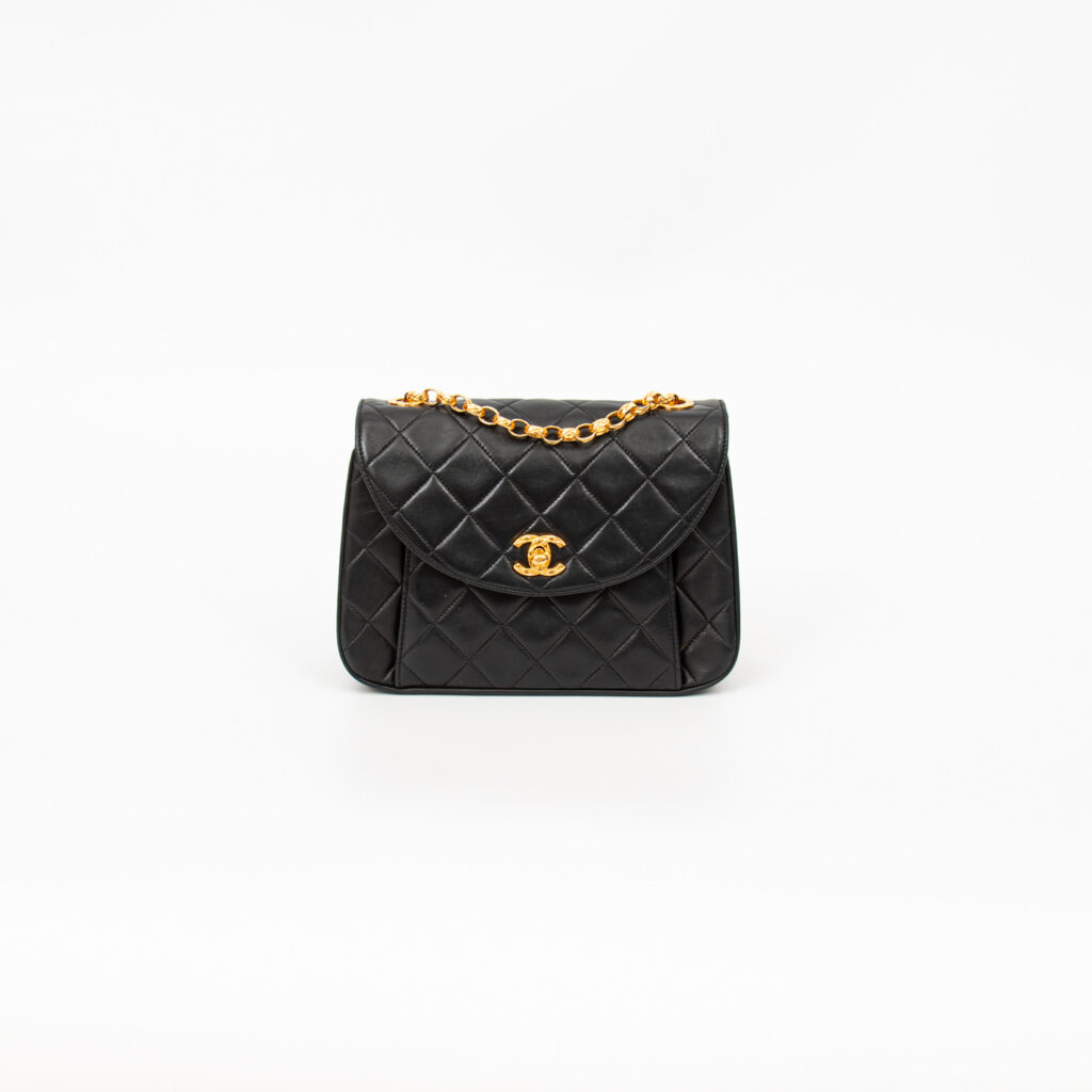 Chanel Tasche Single Flap Bijoux Lammleder Schwarz Mit Goldener Hardware