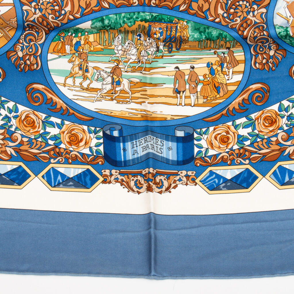 Hermès Tuch Seide Carré 90 L Entente Cordiale Blau