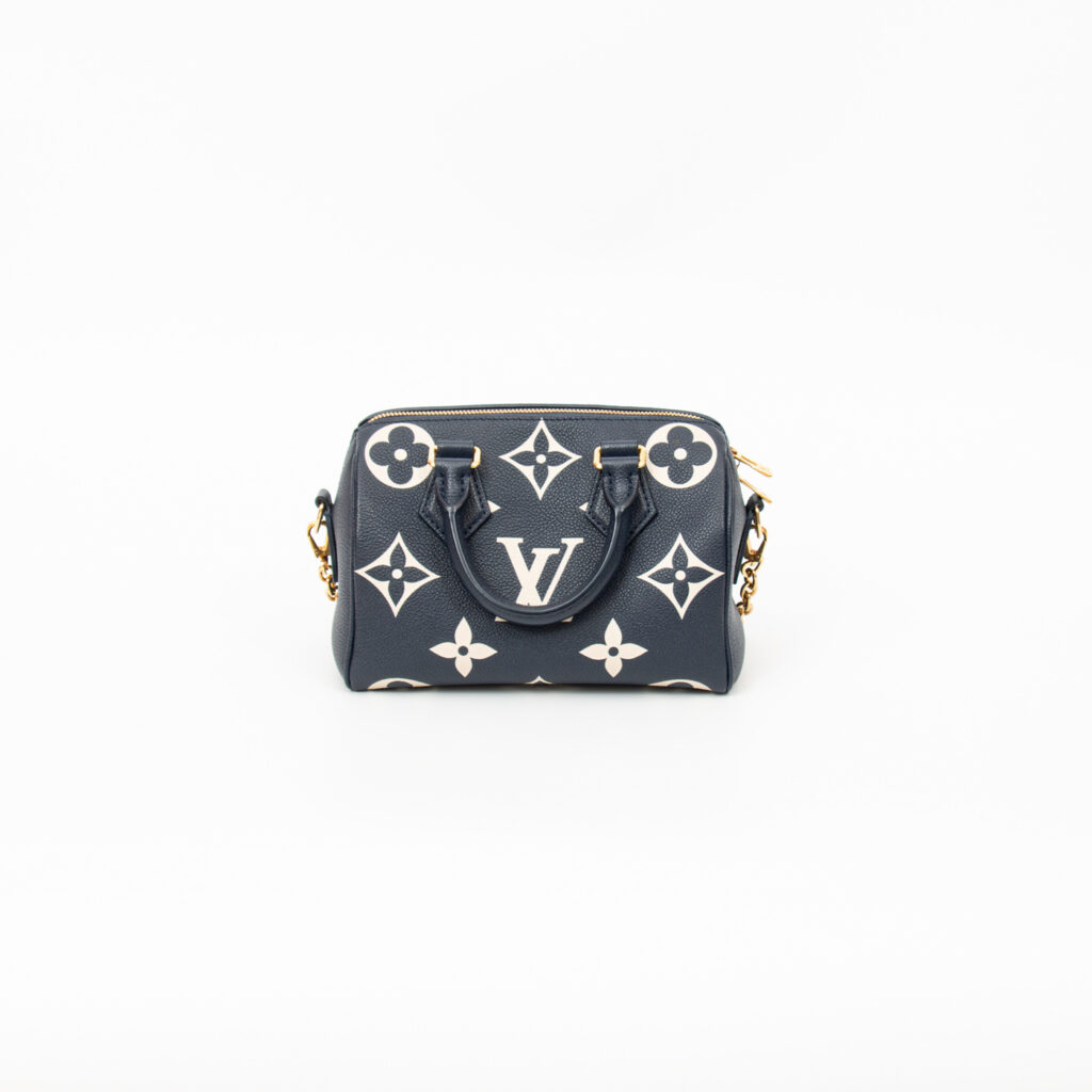Louis Vuitton Mini Speedy 20 Bandoulière in navy und creme