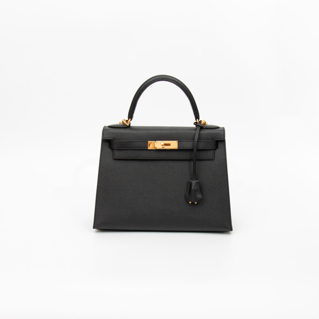 Hermès Kelly 28 Epsom Sellier Schwarz Tasche