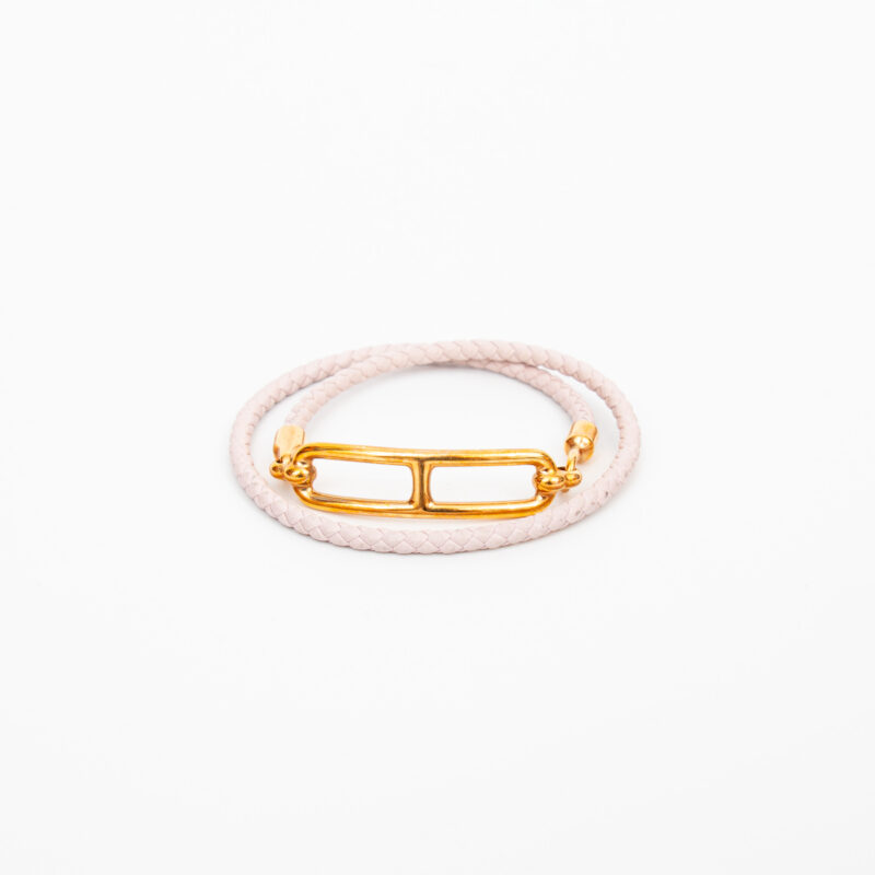Hermès Schmuck Louris Double Tour Armband Leder Gold – Bild 1