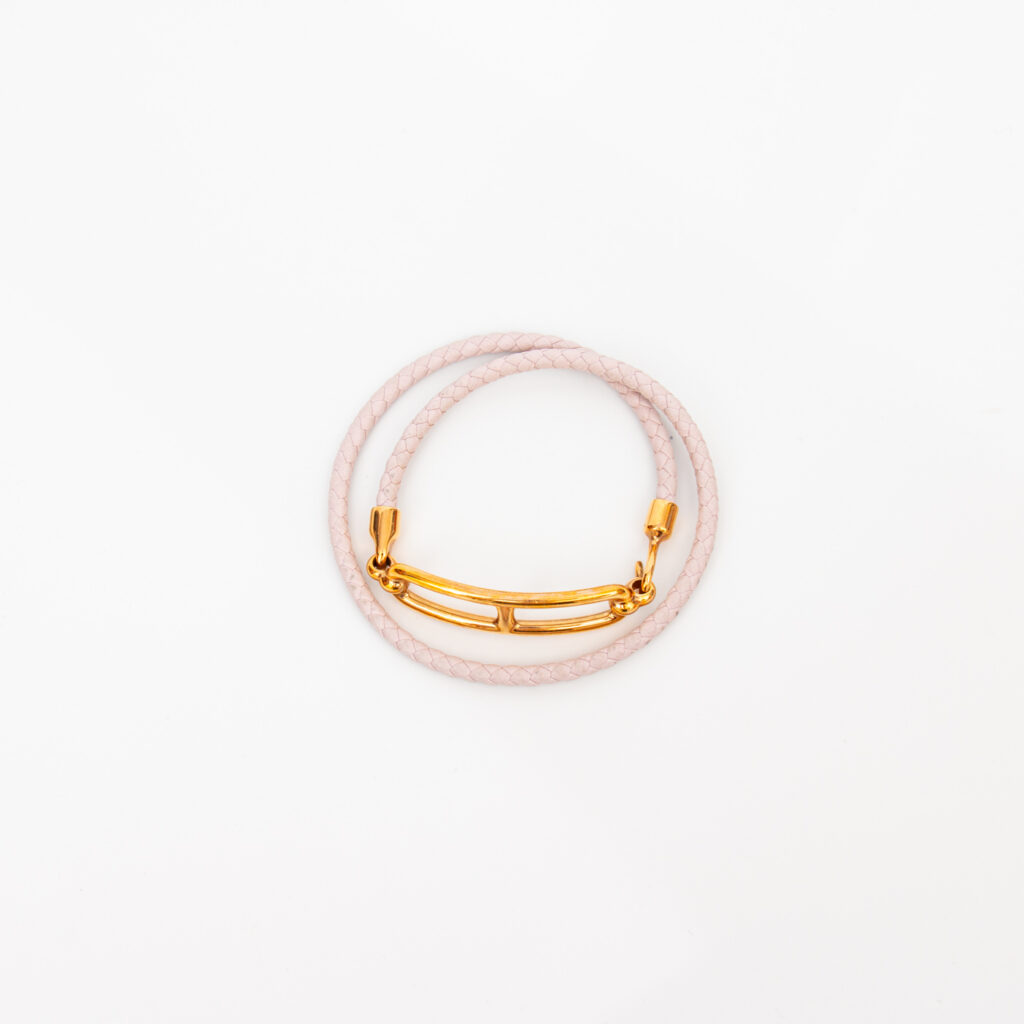 Hermès Schmuck Louris Double Tour Armband Leder Gold