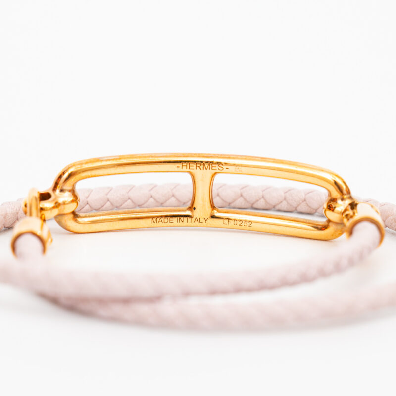 Hermès Schmuck Louris Double Tour Armband Leder Gold – Bild 3