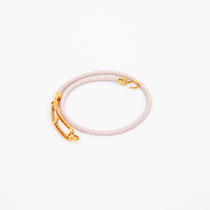 Hermès Schmuck Louris Double Tour Armband Leder Gold – Bild 4