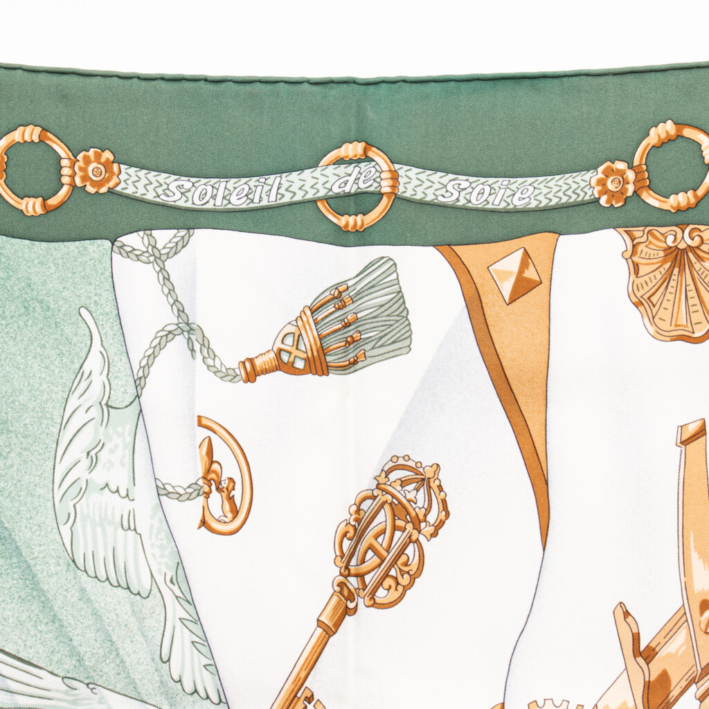 Hermès Tuch Seide Carré 90 Soleil De Soie Grün