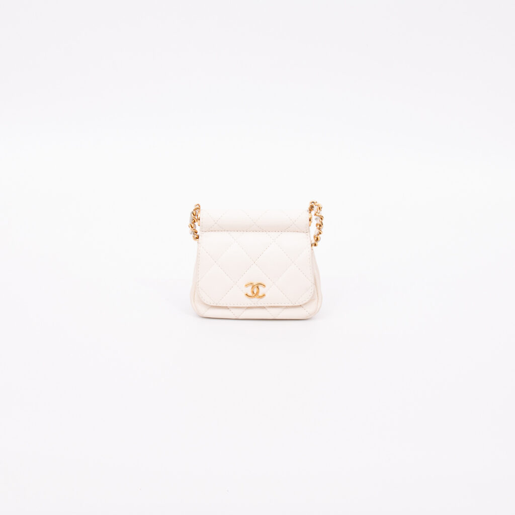 Chanel Single Flap Caviar Tasche Mini Weiß