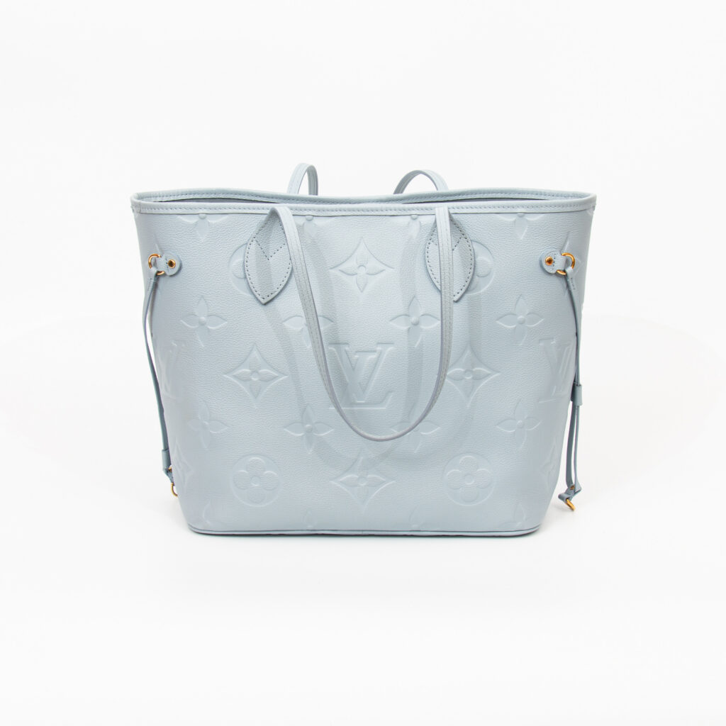 Louis Vuitton Neverfull MM Shopper Tasche in Empreinte Leder Hellblau