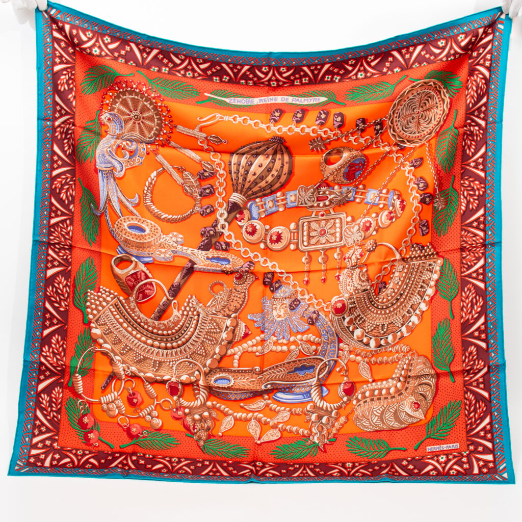 Hermès Carré Tuch Seide 90 Zenobie Reine De Palmyre Blau