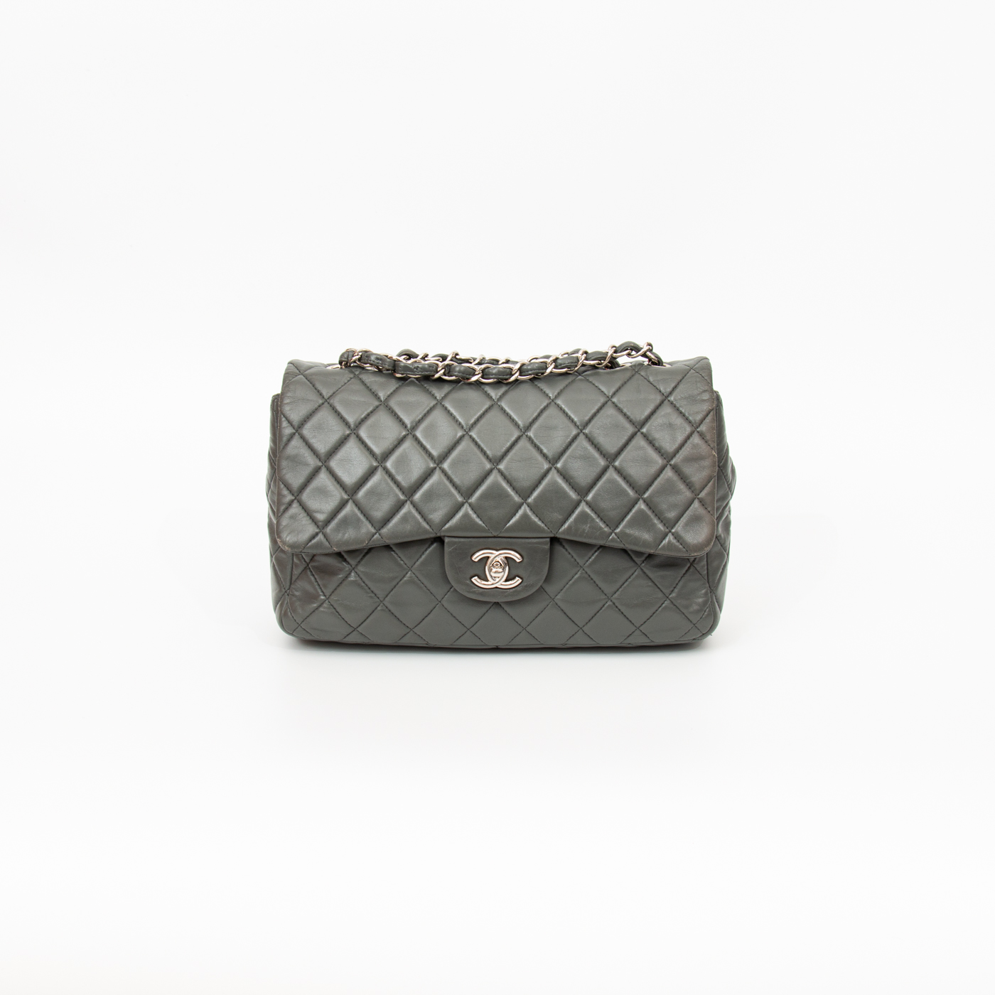 Bolso Chanel Jumbo Single Flap 30 de piel de cordero verde 2008–2009 12379706