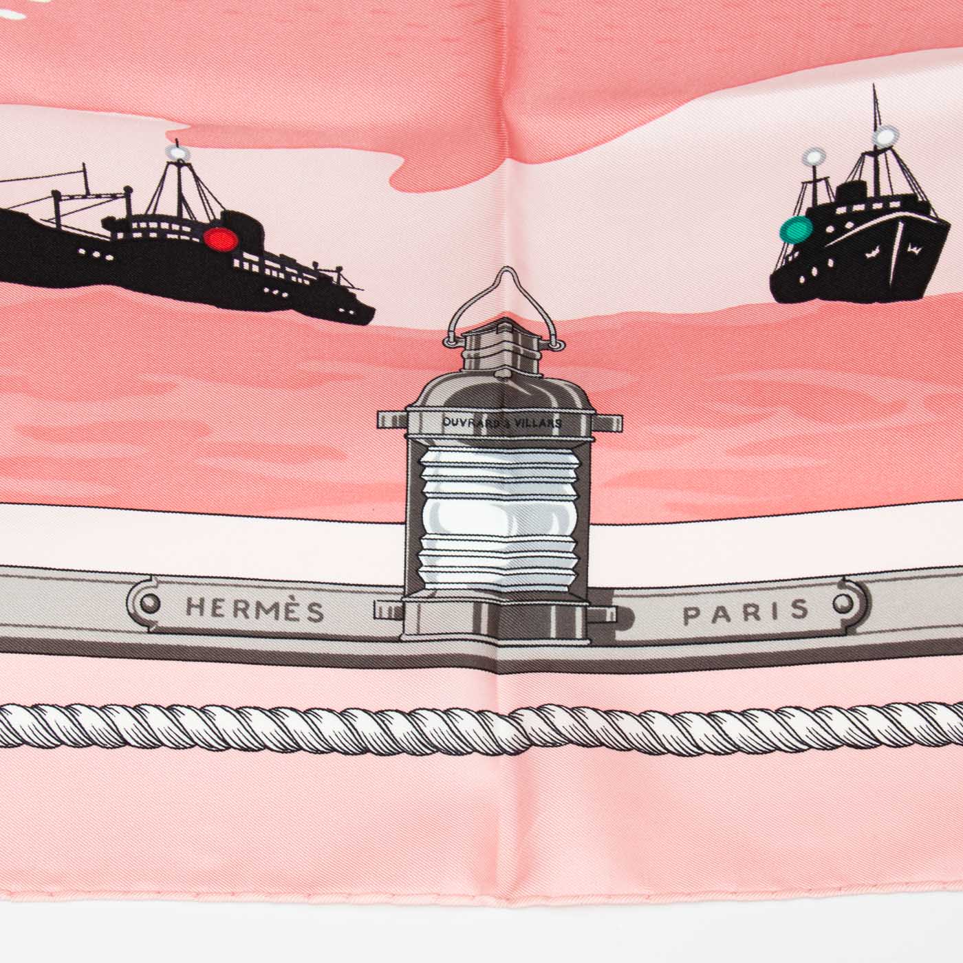 Hermès foulard en soie Carré 90 Feux De Route Apercus La Nuit En Mer Rose – Image 3