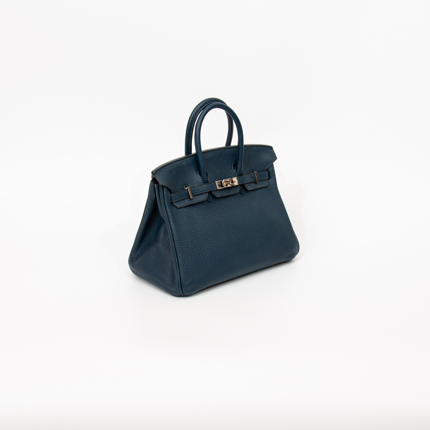 Hermès Handtasche Birkin 25 Retourne Taurillon Clemence Blau Mit Silberner Hardware 2008 – Bild 3