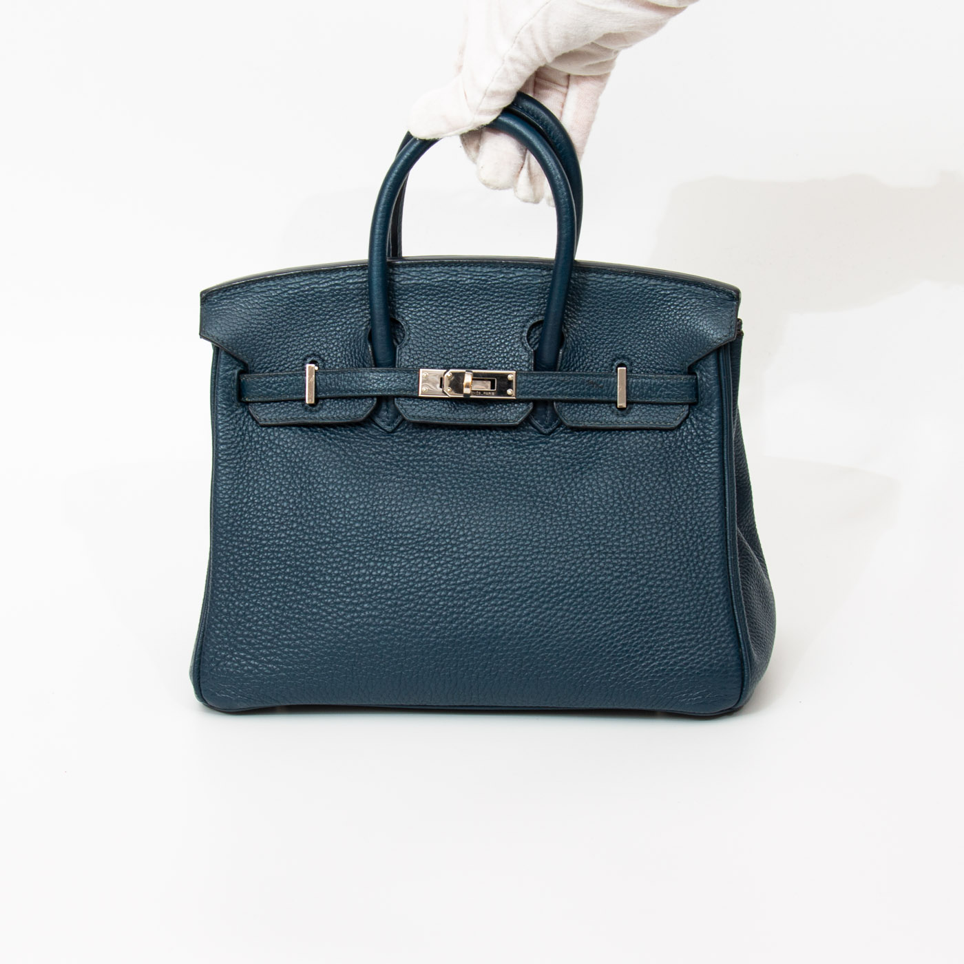 Hermès Handtasche Birkin 25 Retourne Taurillon Clemence Blau Mit Silberner Hardware 2008 – Bild 6