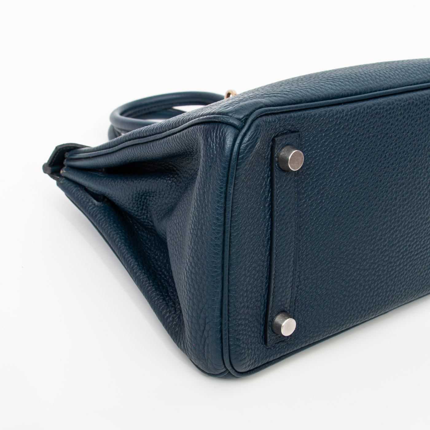 Hermès Handtasche Birkin 25 Retourne Taurillon Clemence Blau Mit Silberner Hardware 2008 – Bild 8