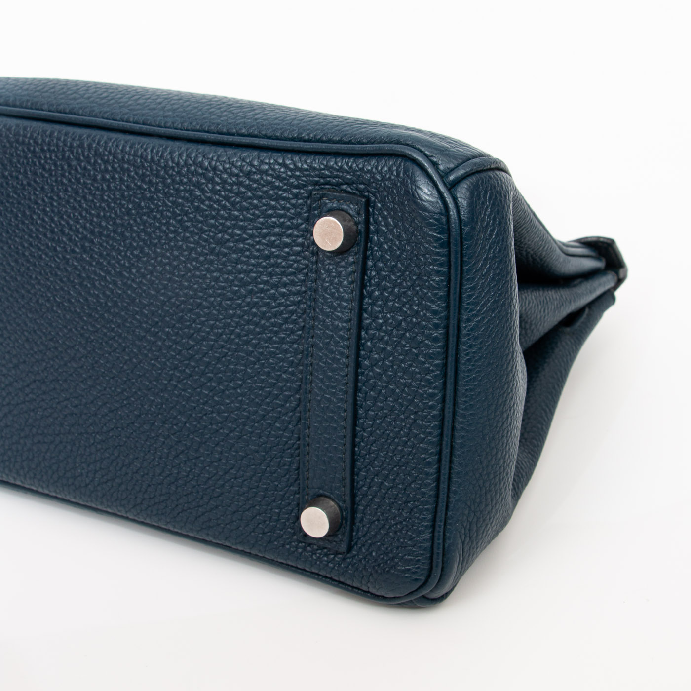Hermès Handtasche Birkin 25 Retourne Taurillon Clemence Blau Mit Silberner Hardware 2008 – Bild 9