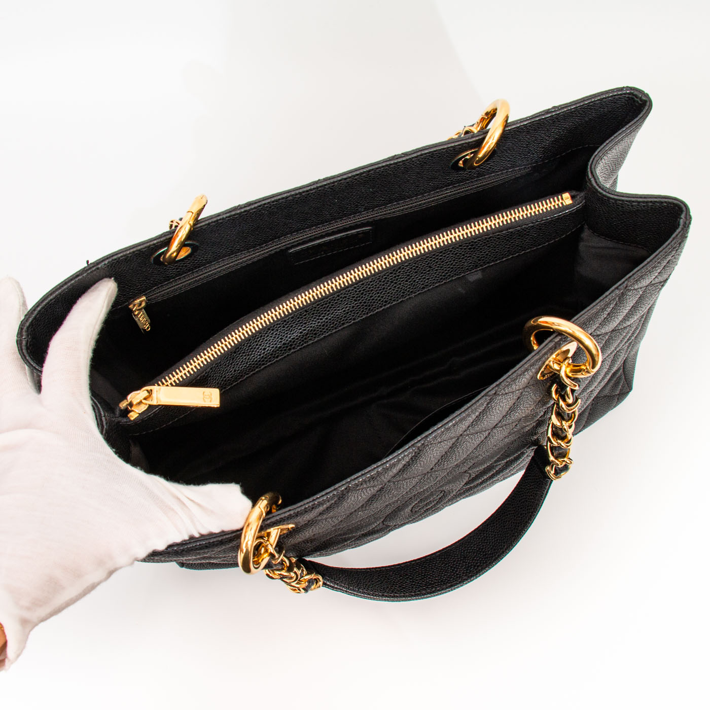 Chanel Shopper Gst Caviar-Leder Schwarz mit goldener Hardware 2012–2013 17721786 – Bild 9