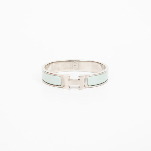 Bracelet Hermès Clic H PM bleu clair, émail argent