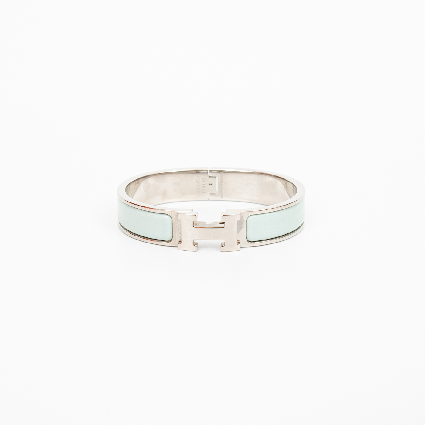 Bracelet Hermès Clic H PM bleu clair, émail argent