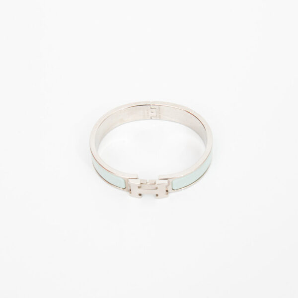 Bracelet Hermès Clic H PM bleu clair, émail argent