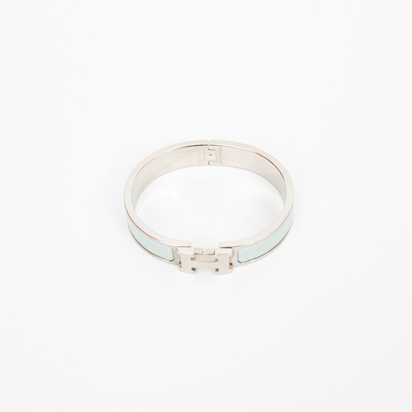 Bracelet Hermès Clic H PM en émail argenté bleu clair – Image 2