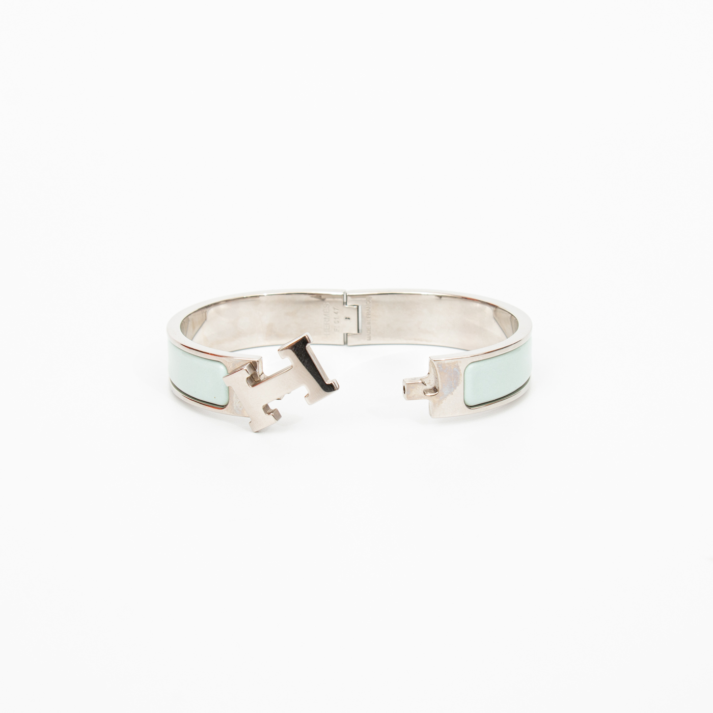 Bracelet Hermès Clic H PM en émail argenté bleu clair – Image 4