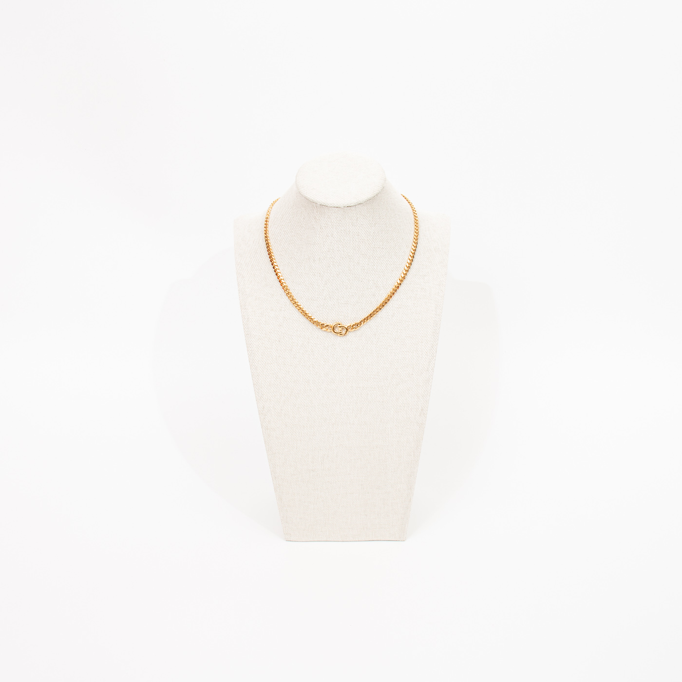 Collier Christian Dior CD doré vintage large 44 cm