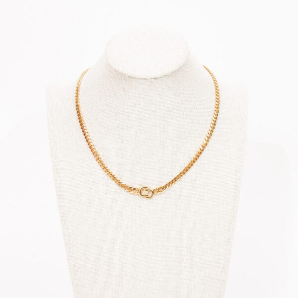 Collier Christian Dior CD doré vintage large 44 cm