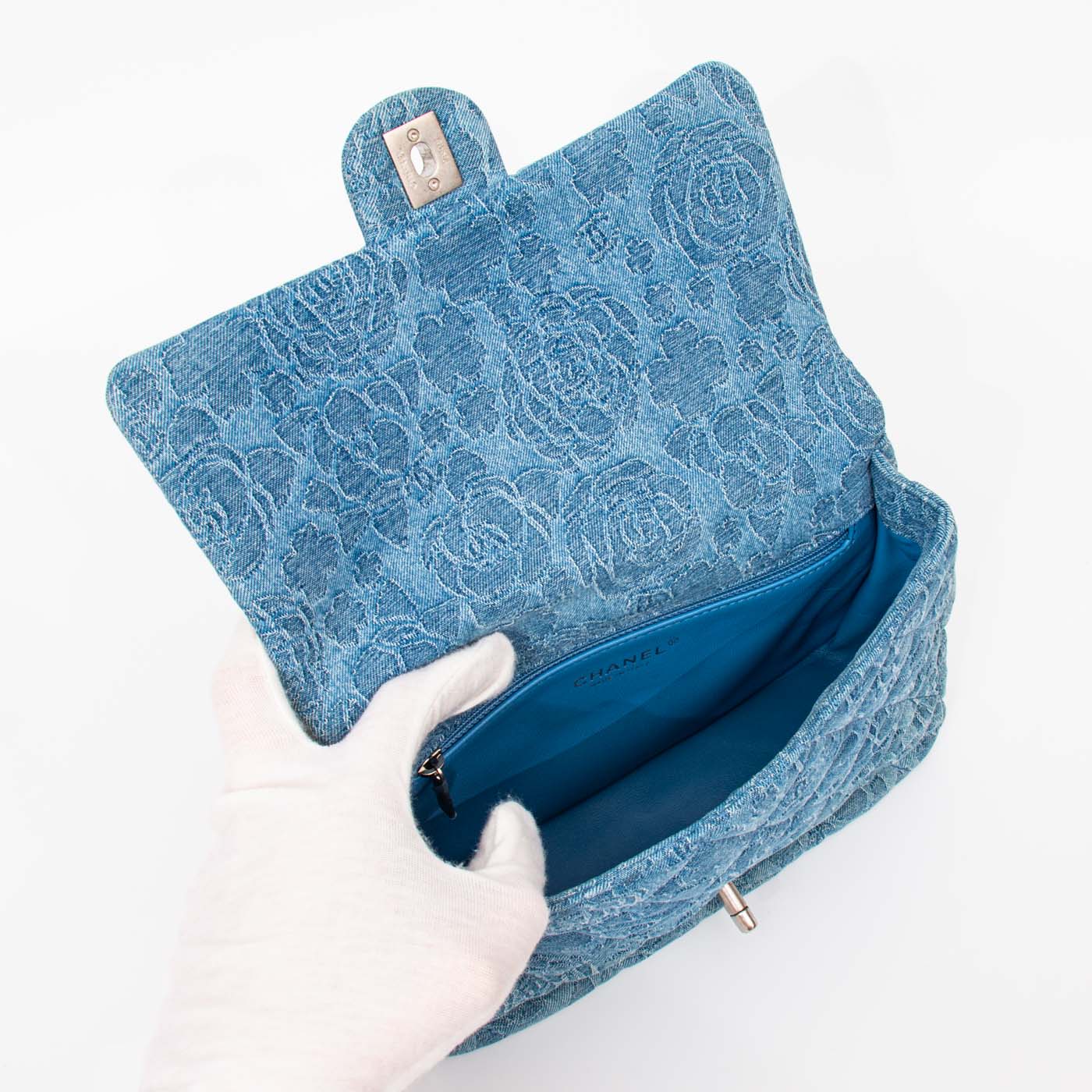 Chanel Single Flap Denim Blue Bag with Silver Hardware NX8X44H8 – Image 11