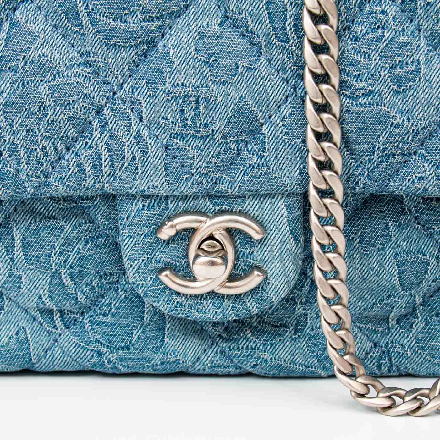 Chanel Single Flap Denim Blue Bag with Silver Hardware NX8X44H8 – Image 7