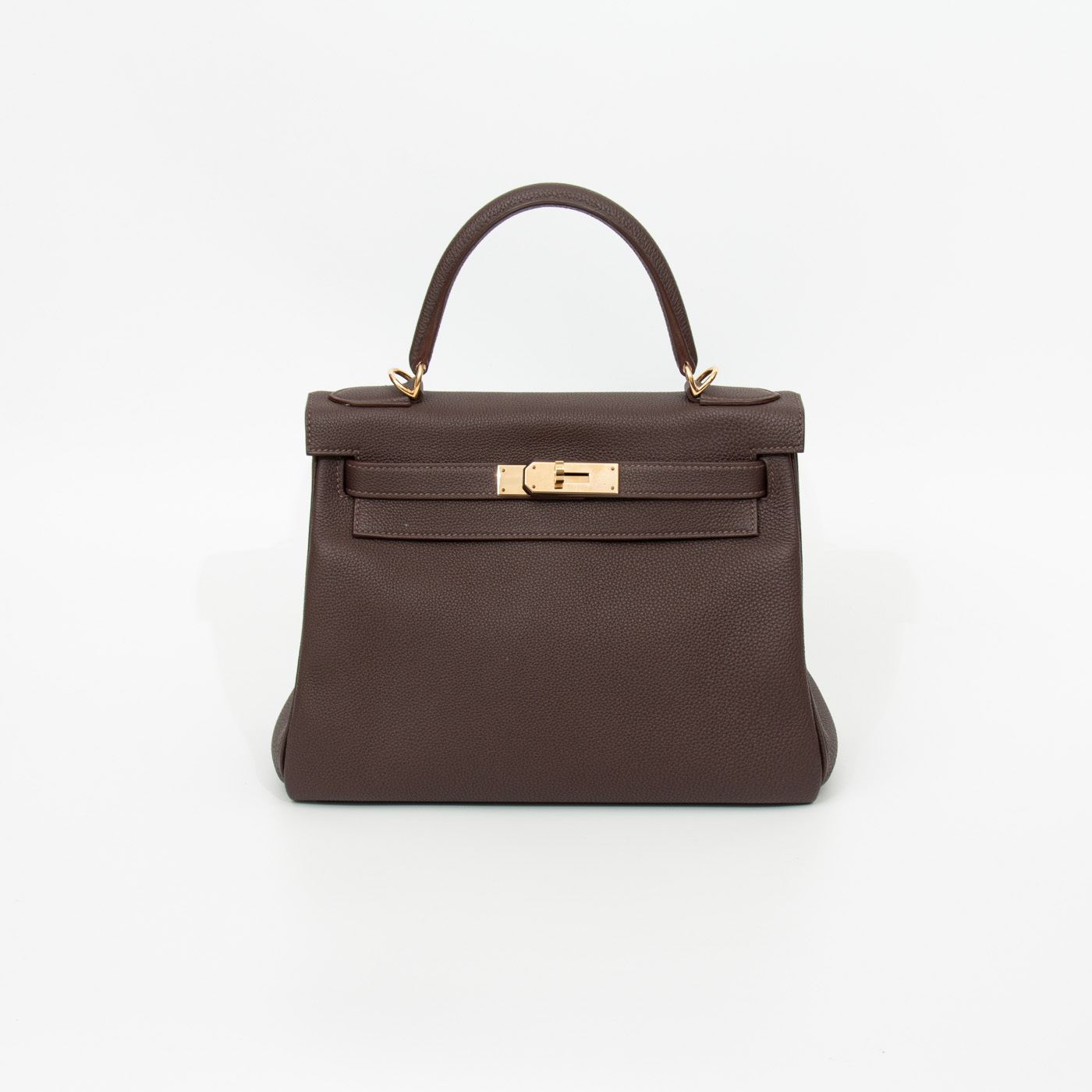 Hermès Kelly 28 Retourné Togo Leder in Chocoloate