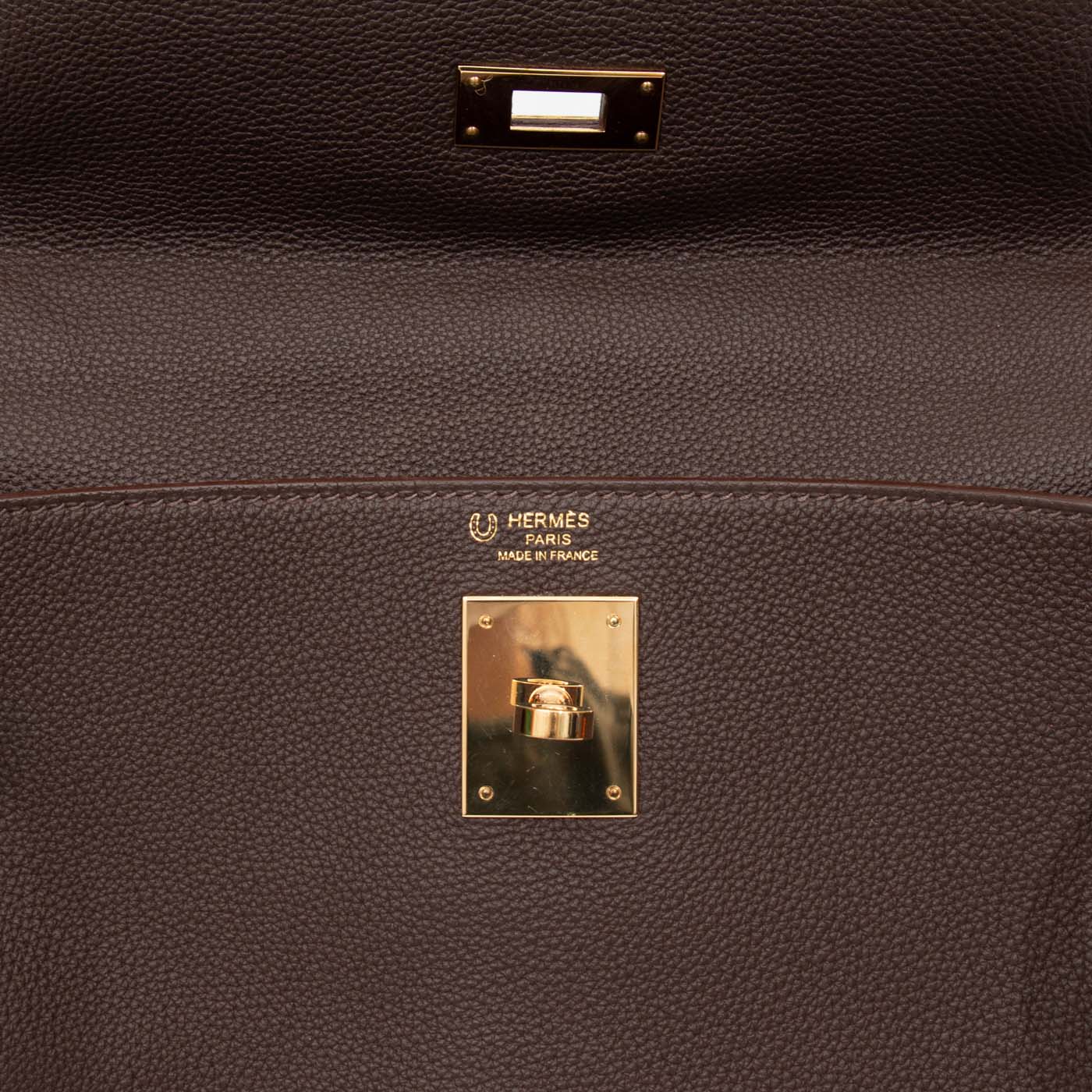 Hermès Kelly 28 Retourné Togo Leder in Chocoloate – Bild 10