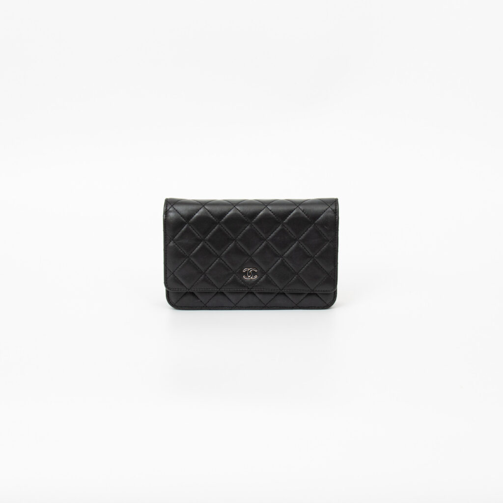 Chanel Wallet on Chain Classic Schwarz Lambskin mit Silberner Hardware 2014