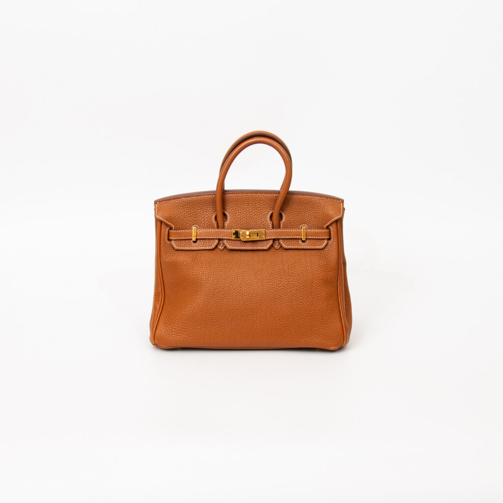 Hermès Handtasche Birkin 25 Retourne Togo Leder Gold mit goldener Hardware 2012