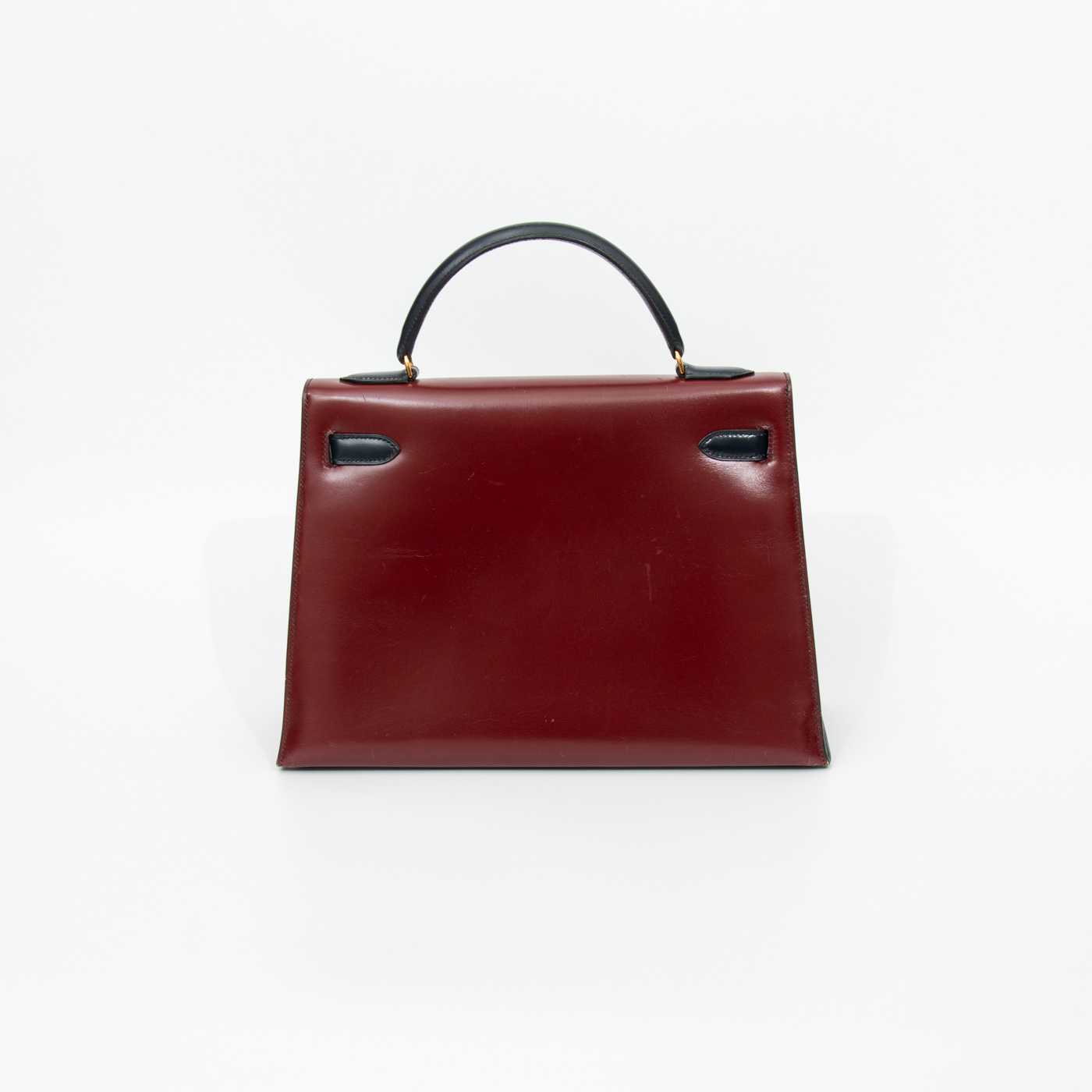 Hermès Kelly 32 Tricolor Box handbag in red calf leather with gold hardware, 1982 – Image 4