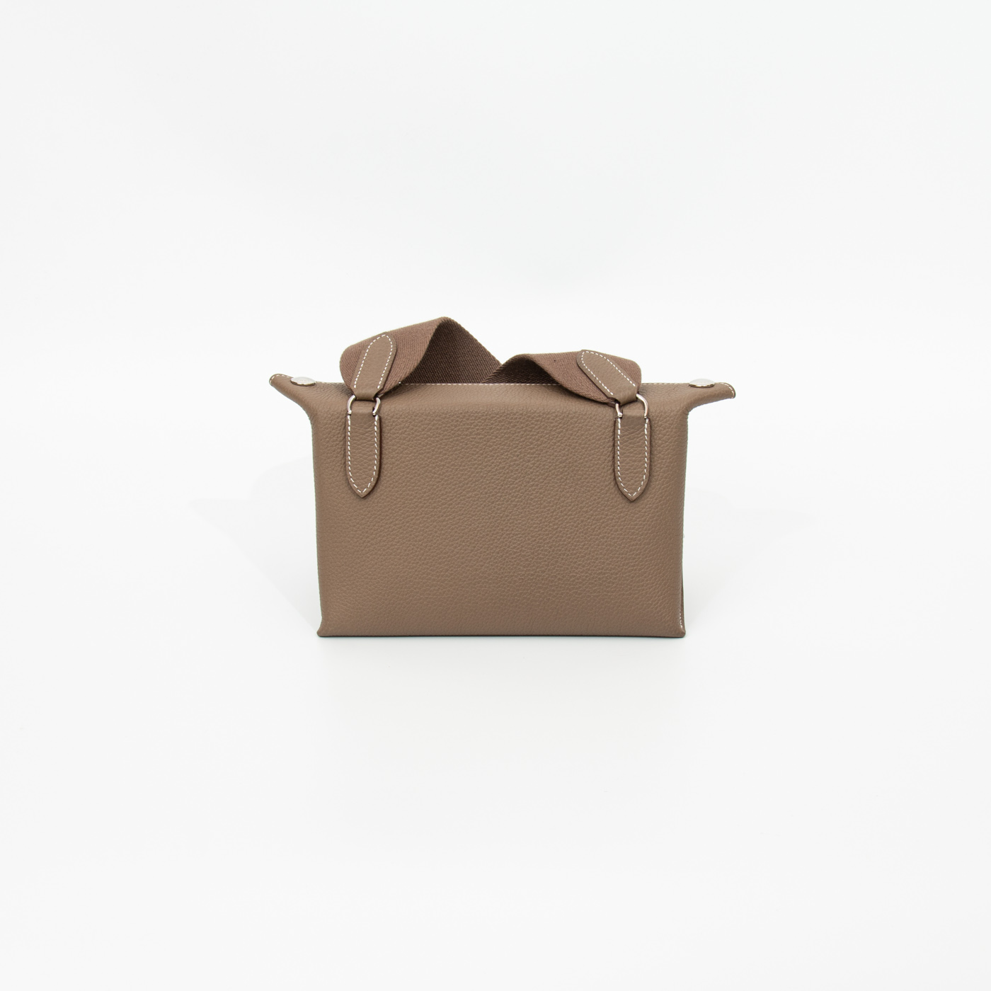 Sac messager Hermès Videpoches Togo en cuir étoupe – Image 4