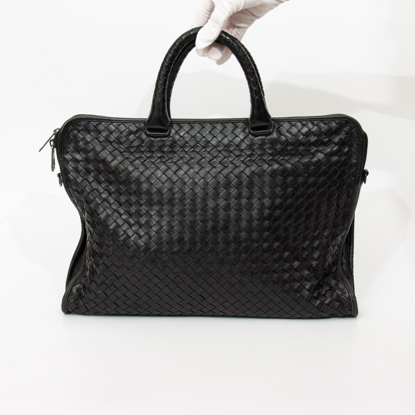 Maletín Bottega Veneta Intrecciato en napa negra