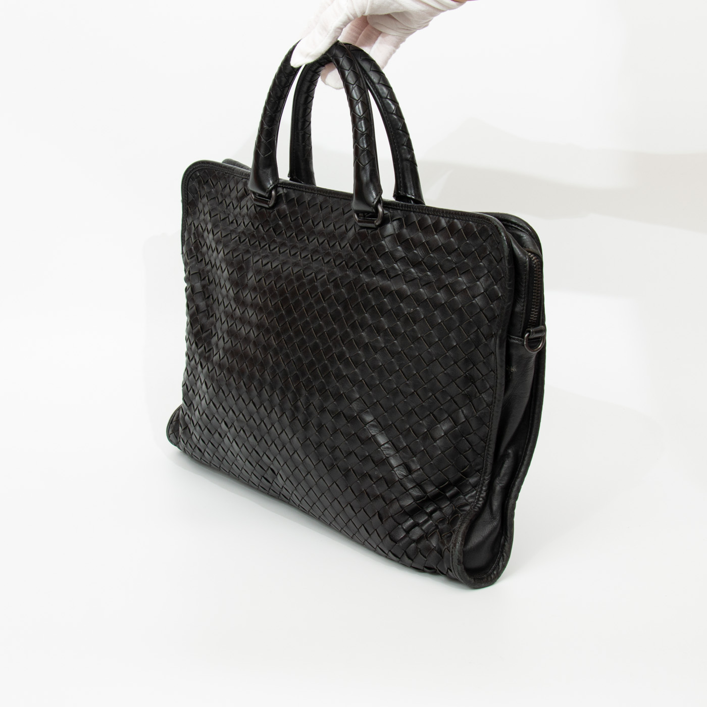 Maletín Bottega Veneta Intrecciato en napa negra – Imagen 2