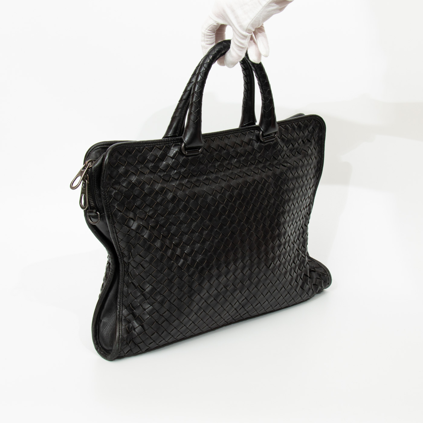 Maletín Bottega Veneta Intrecciato en napa negra – Imagen 3