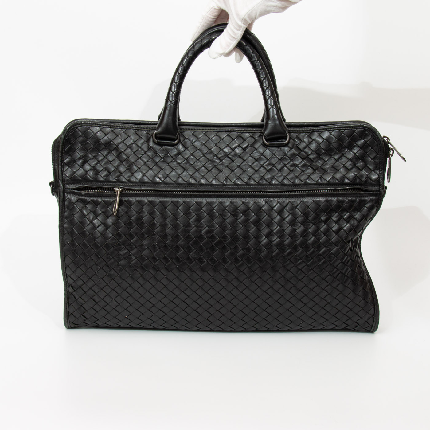 Maletín Bottega Veneta Intrecciato en napa negra – Imagen 4