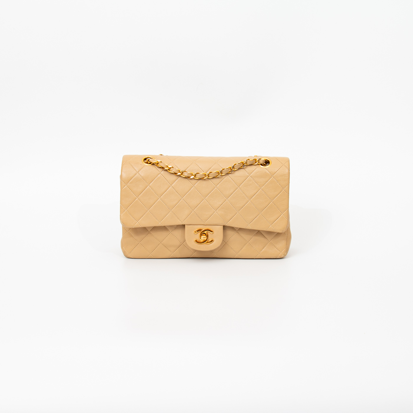 Chanel Tasche Timeless Double Flap Lammleder Beige 1989–1991 1442702