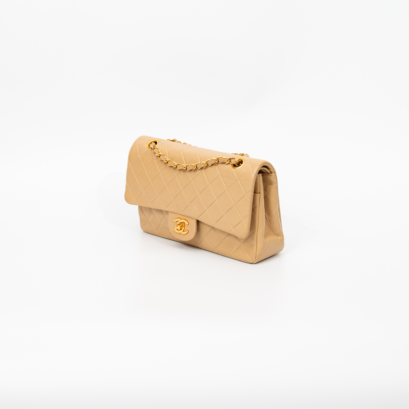Chanel Tasche Timeless Double Flap Lammleder Beige 1989–1991 1442702 – Bild 2