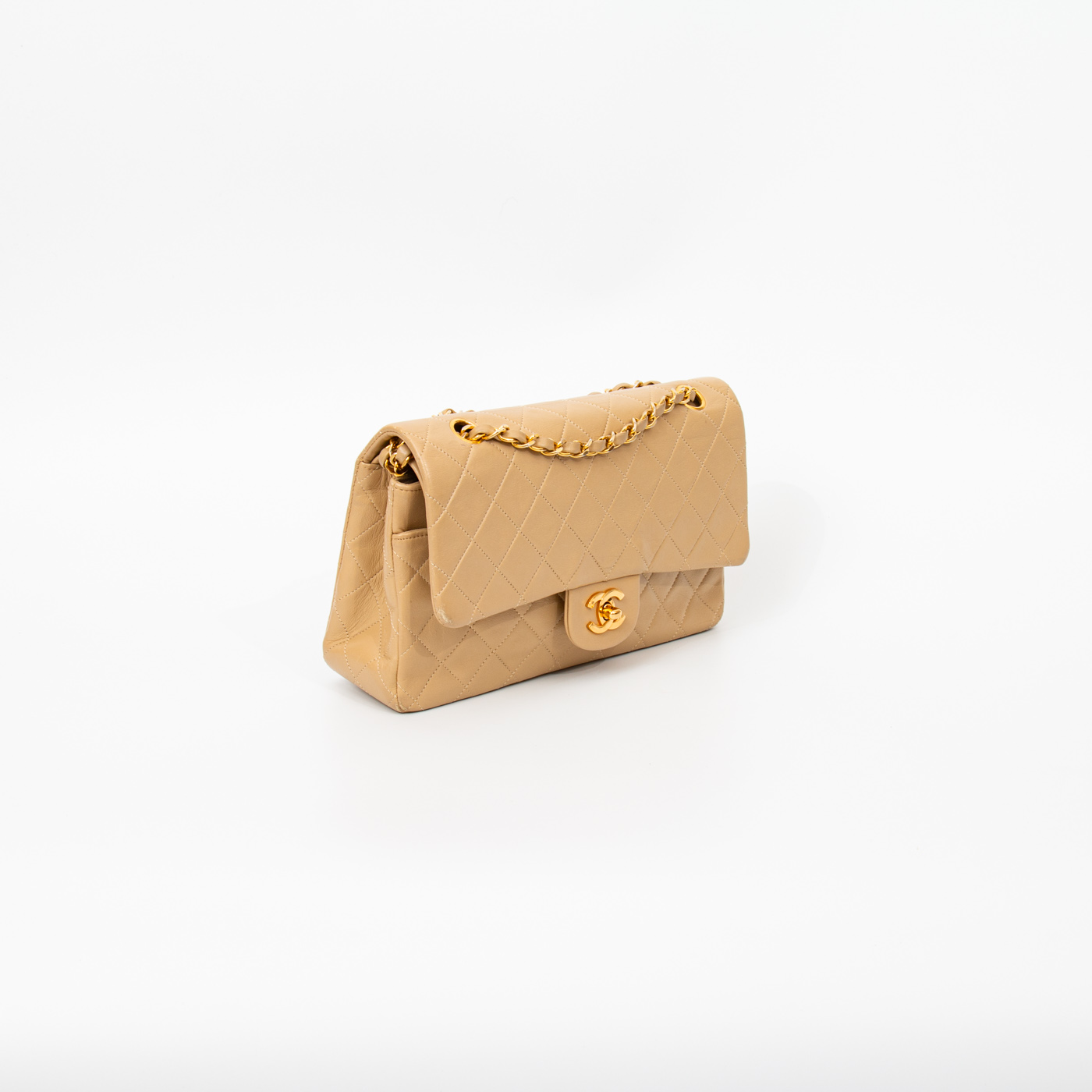 Chanel Tasche Timeless Double Flap Lammleder Beige 1989–1991 1442702 – Bild 3