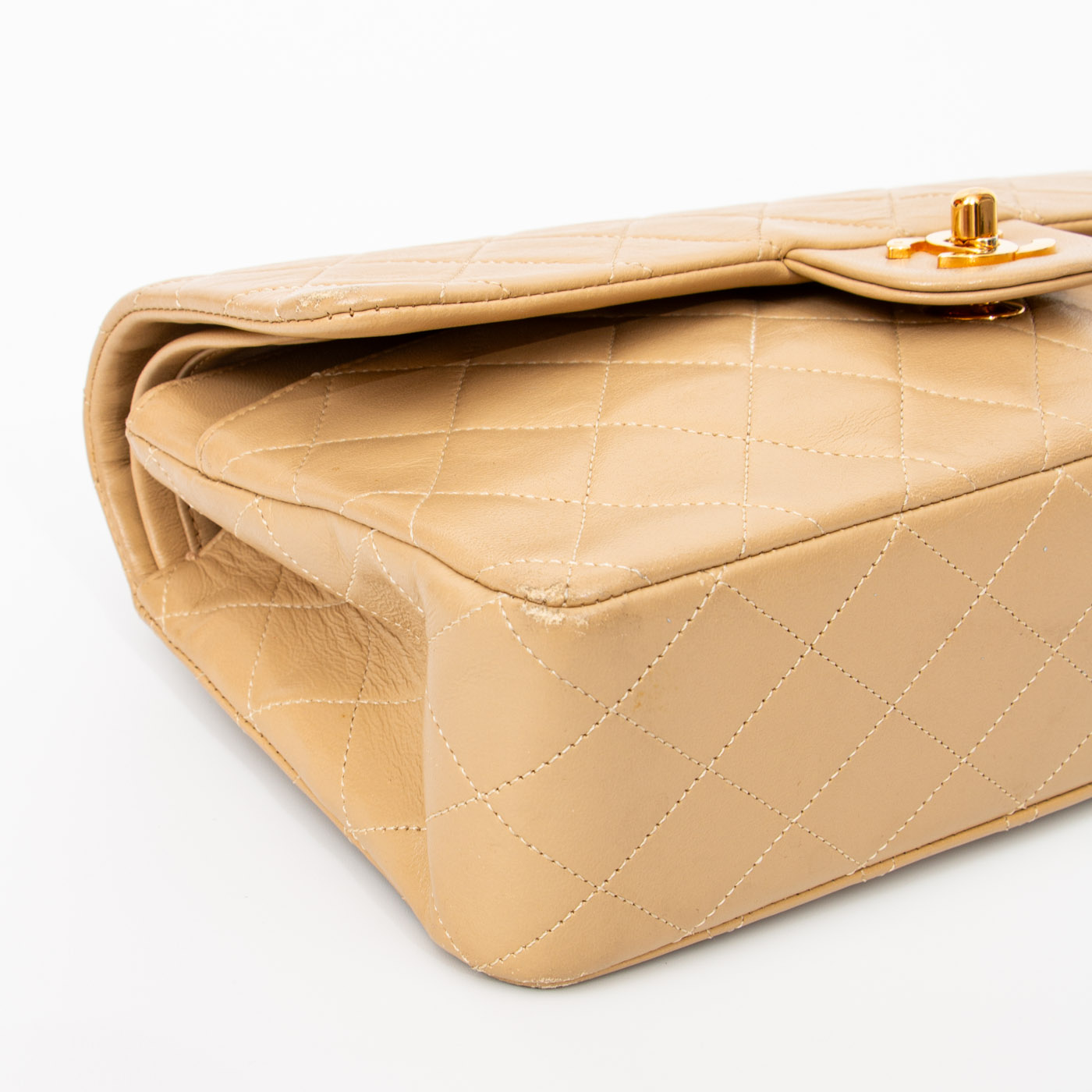 Chanel Tasche Timeless Double Flap Lammleder Beige 1989–1991 1442702 – Bild 9
