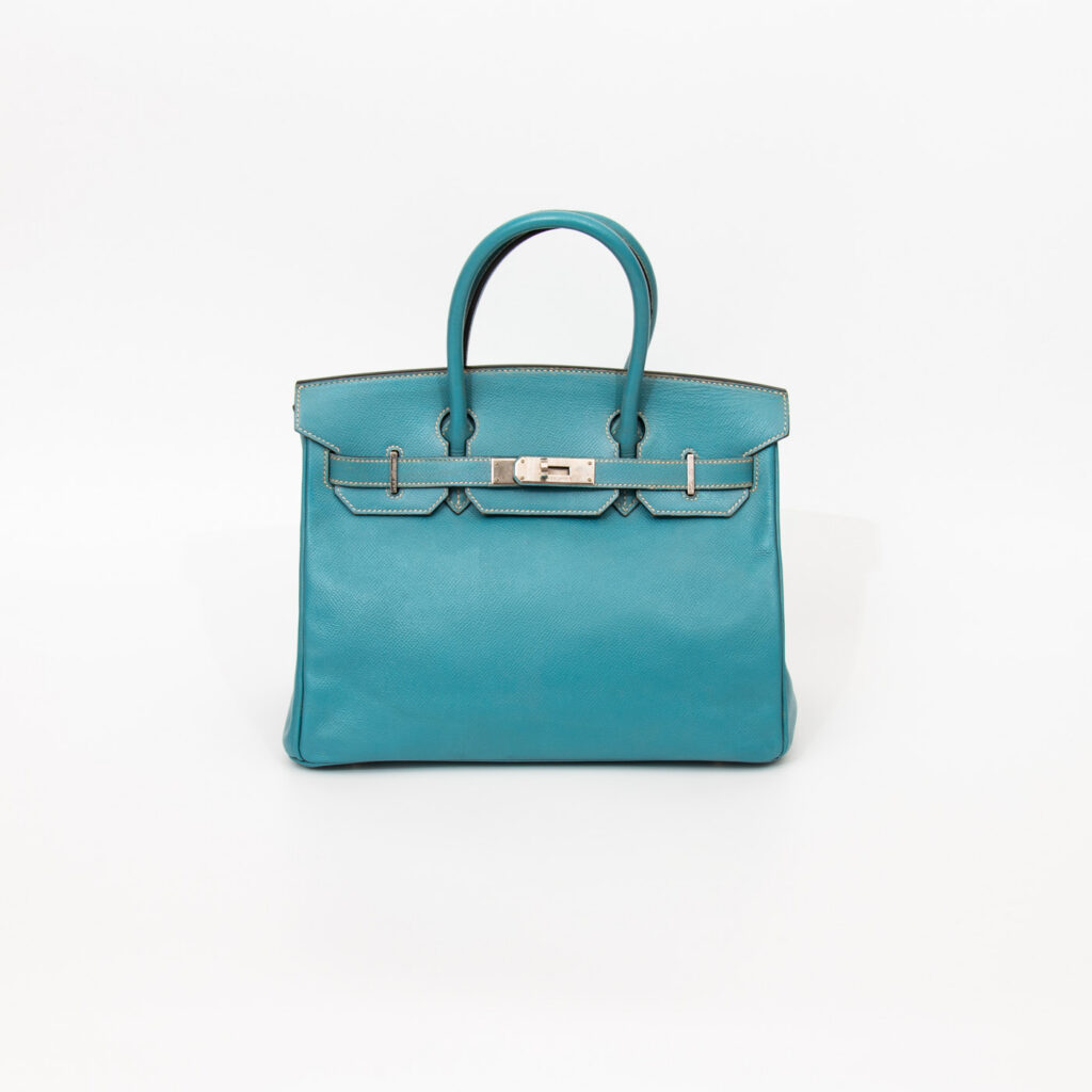 Hermès Handtasche Birkin 30 Veau Epsom Blau mit Palladium Hardware 2004