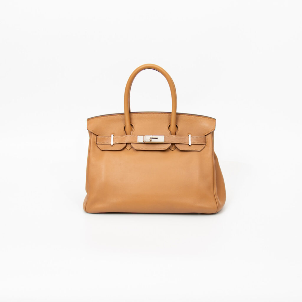 Hermès Birkin 30 Tabac Camel in Swift Leder mit silberner Hardware
