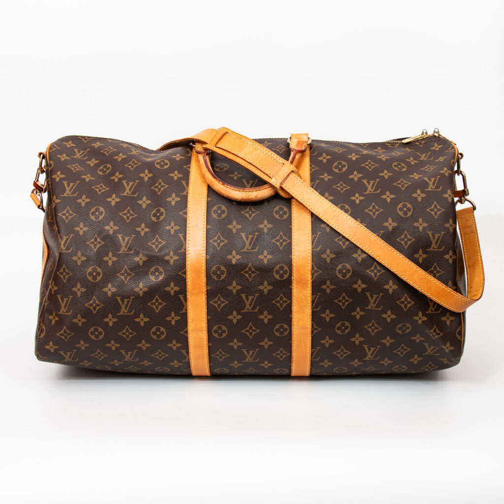 Louis Vuitton Reisegepäck Keepall Bandoulière 55 Monogram Canvas Braun mit goldener Hardware 1999 FL1929