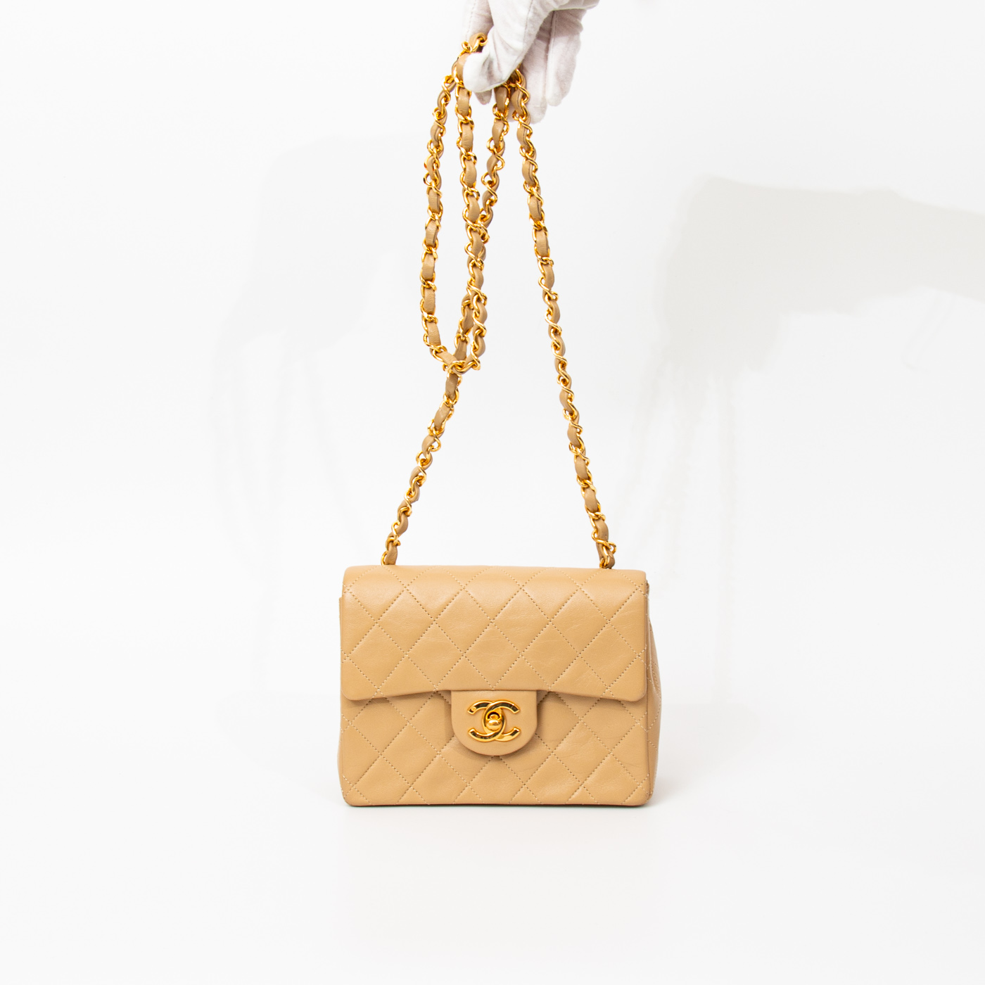 Bolso de mano Chanel Mini Square Single Flap de piel de cordero, 1989-1991, 1632769 – Imagen 6