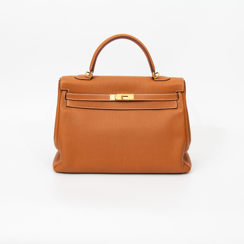 Hermès Kelly 35 Retourné Togo Leder Gold mit Goldener Hardware 2010