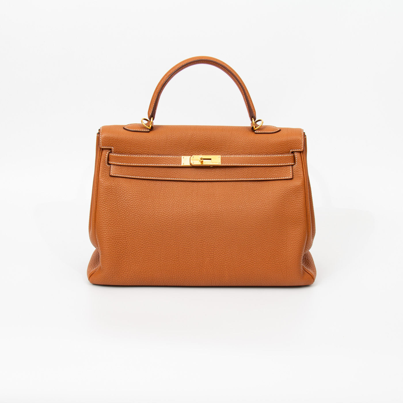Bolso Hermès Kelly 35 Retourné de piel Togo dorada con herrajes dorados, 2010